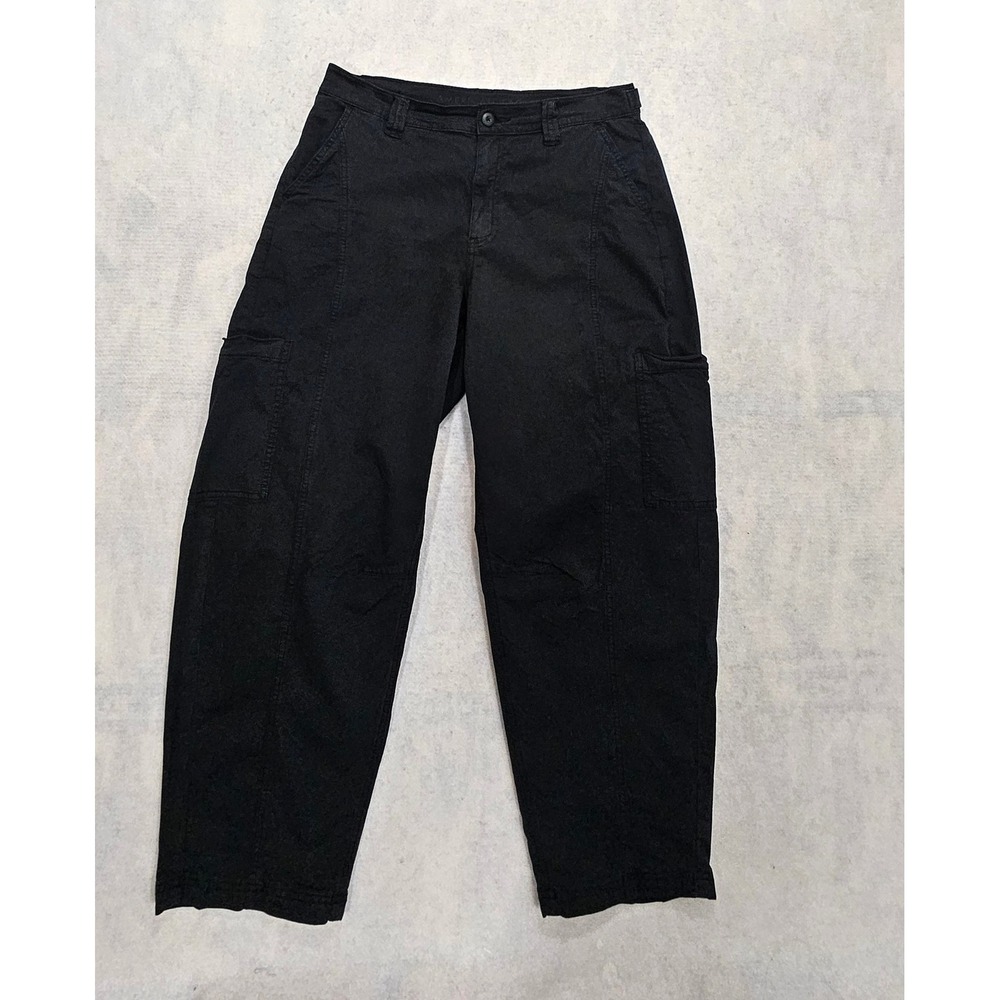 American Eagle Barrel Leg Pants Womens 6 Cargo Baggie Stretch Black Crop Utility